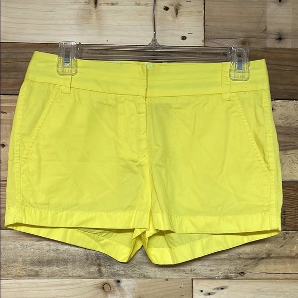 J. Crew Size 00 Bright Yellow Broken-In Chino 100% Cotton Low-rise 3.5” Shorts - Picture 1 of 9